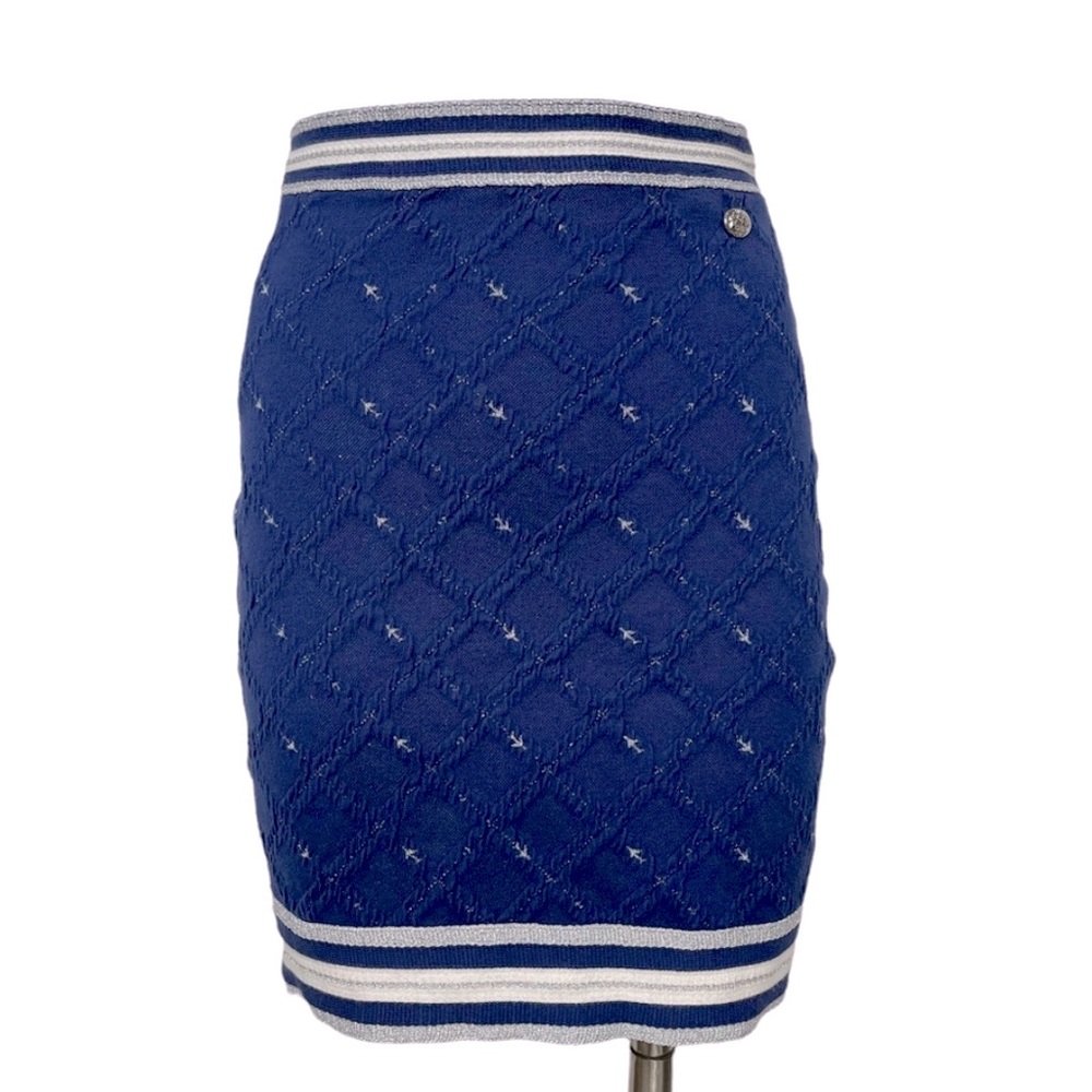 CHANEL Spring 2016 Collection Blue / Silver Mini Skirt 38 / S
